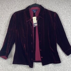 Vtg Ann Taylor silk blend velvet blouse blazer S/M size 6 stretch classic piece